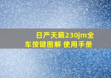 日产天籁230jm全车按键图解 使用手册